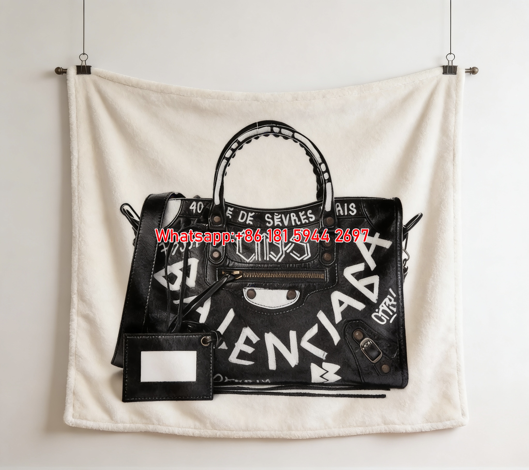 Balenciaga Graffiti City Bag Print Flannel Throw Blanket BA323